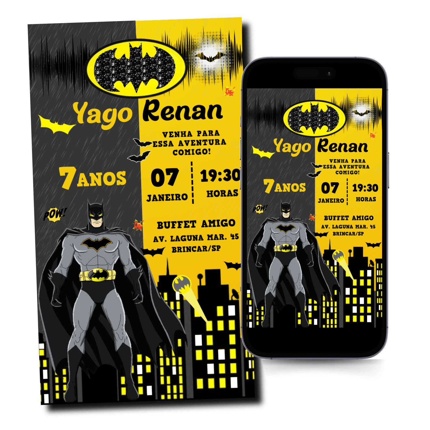 Convite Batman Animado Mod.266