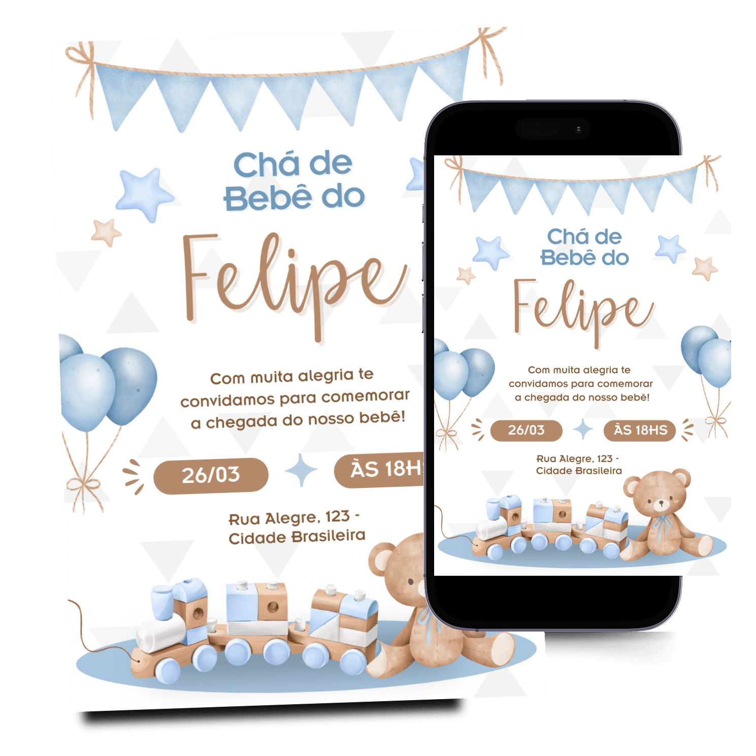 Convite Chá de Fraldas Animado Mod.307
