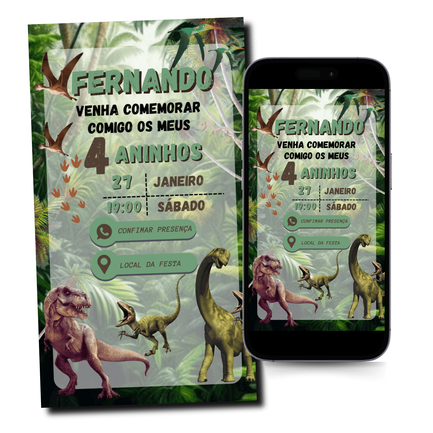 Convite Dinossauro Interativo Mod.25