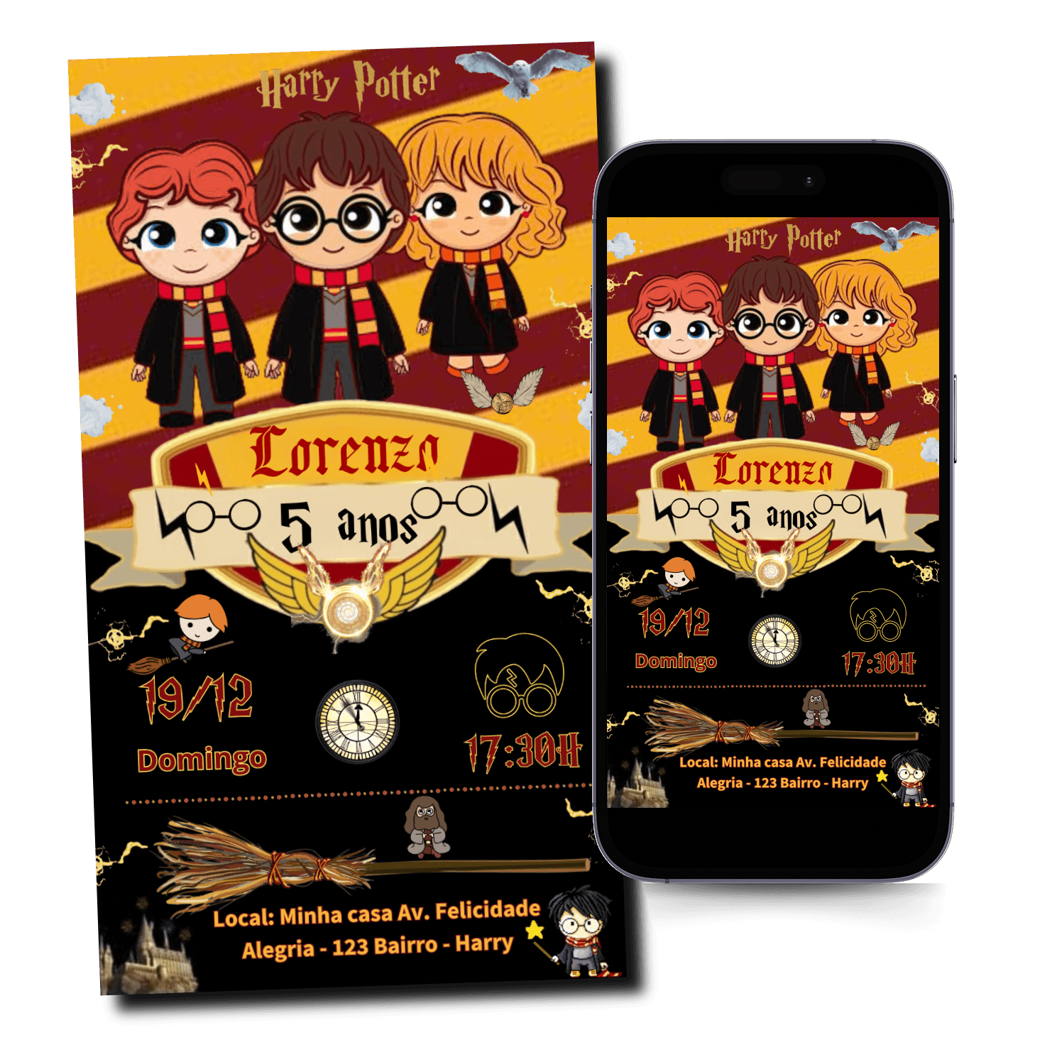 Convite Harry Potter Animado Mod.411