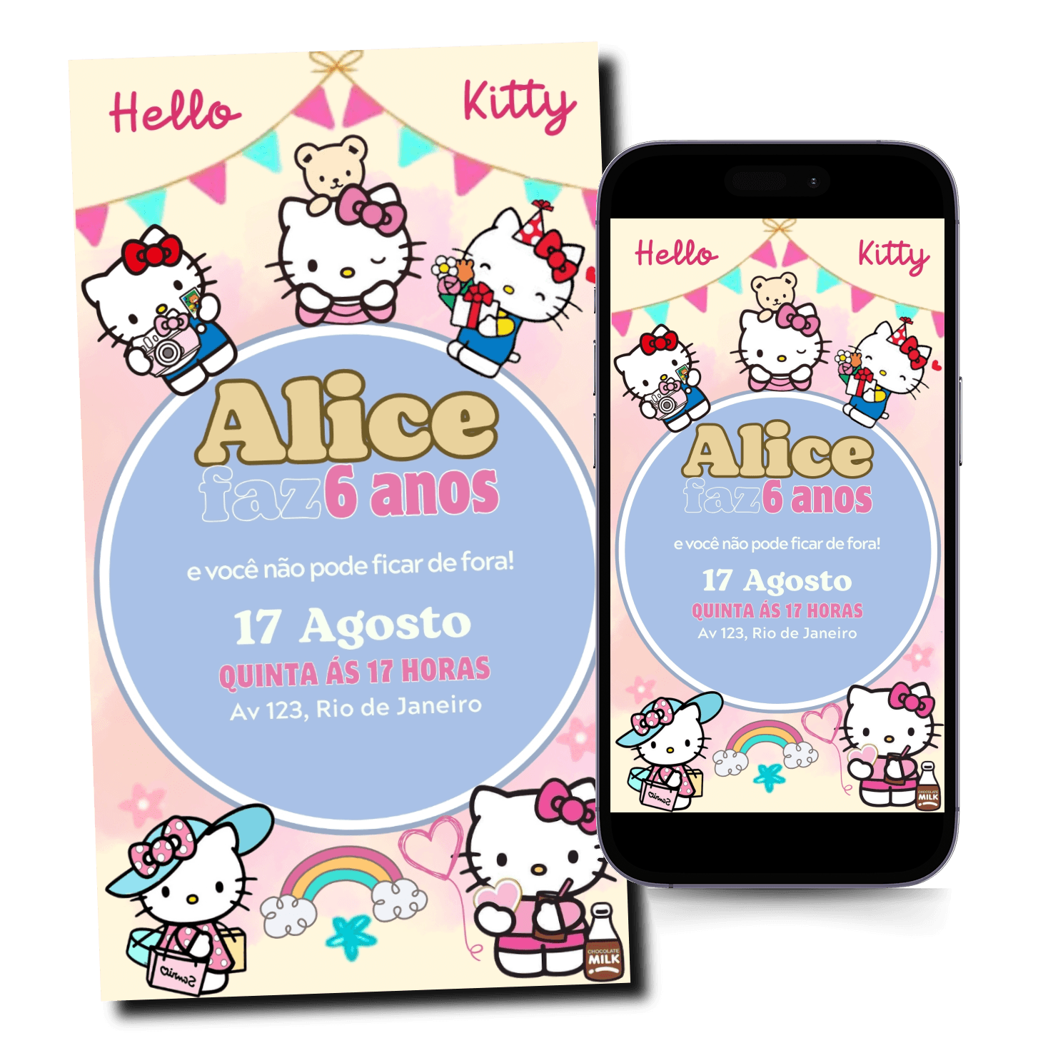 Convite Hello Kitty Mod.37