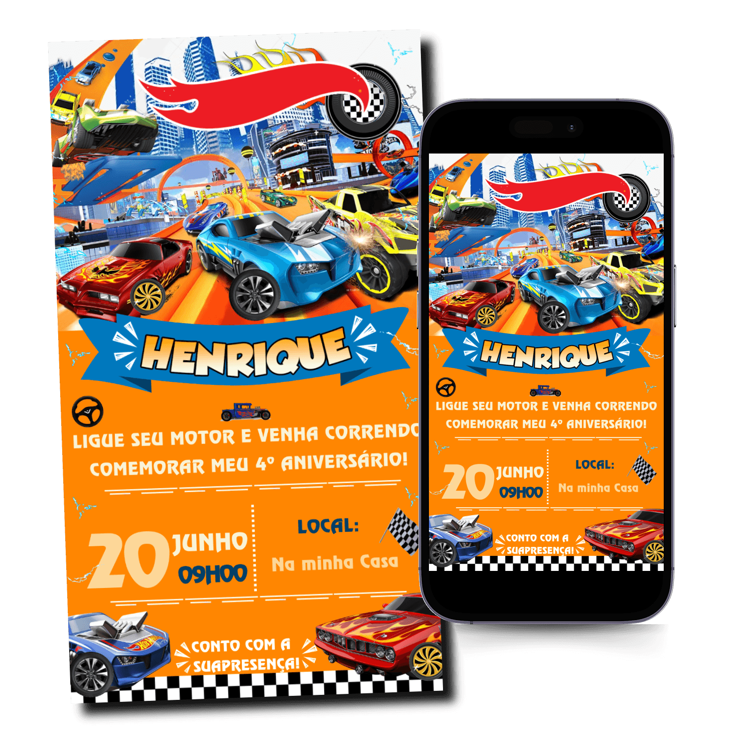 Convite Hot Wheels Animado Mod.192
