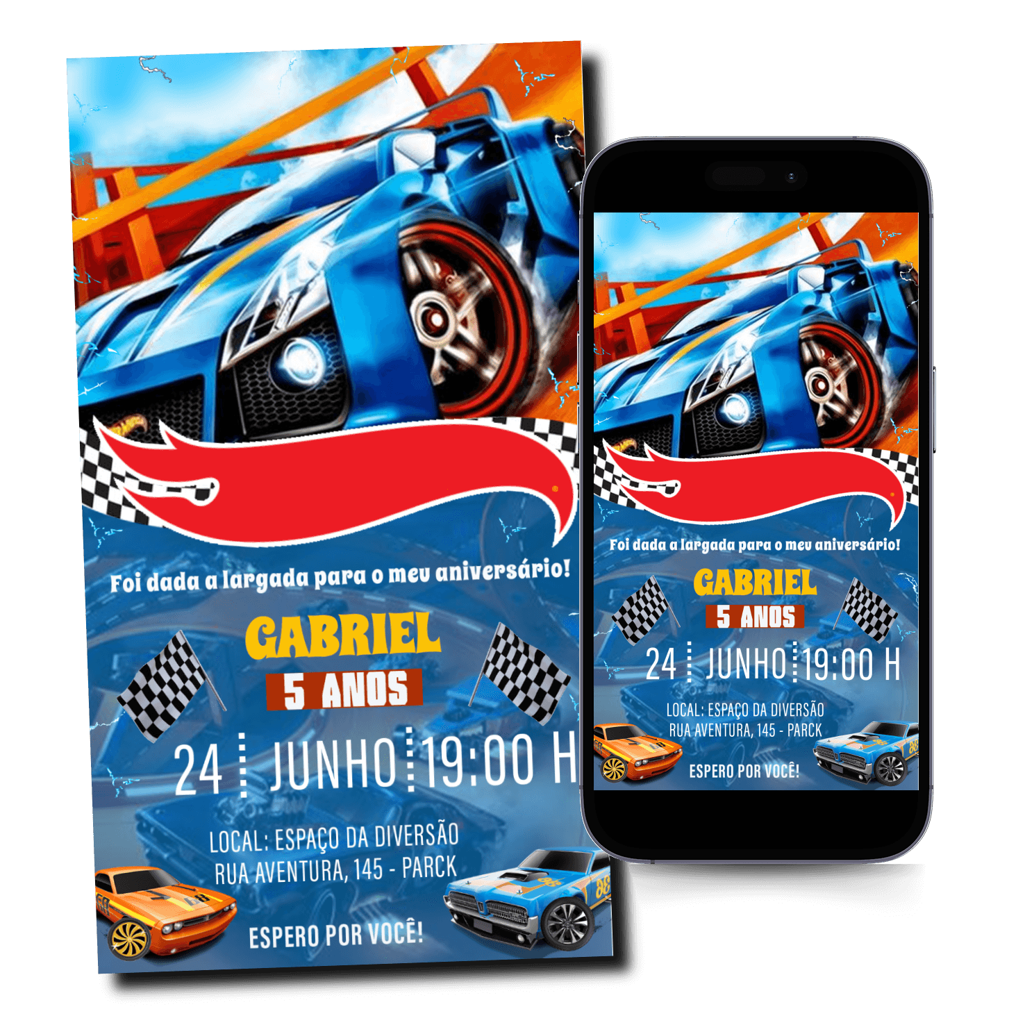 Convite Hot Wheels Animado Mod.387