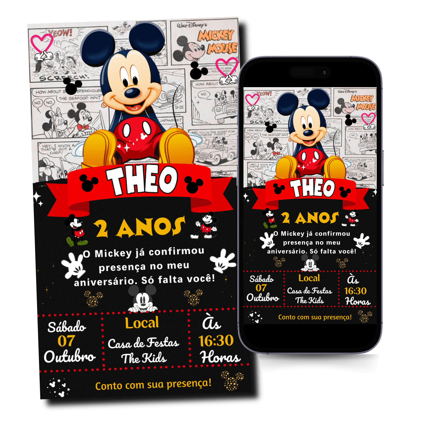 Convite Mickey Animado Mod.131