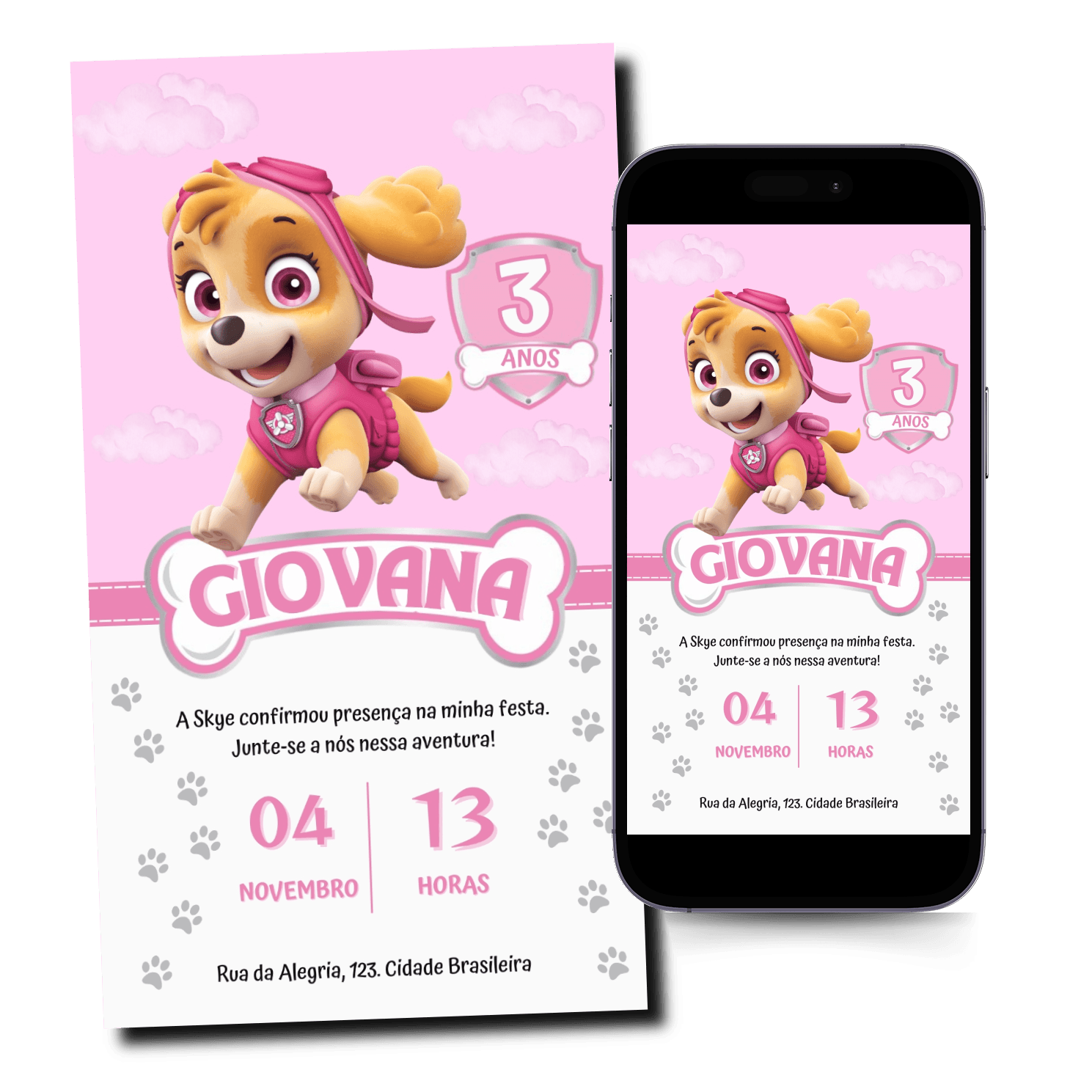 Convite Patrulha Canina Mod.64