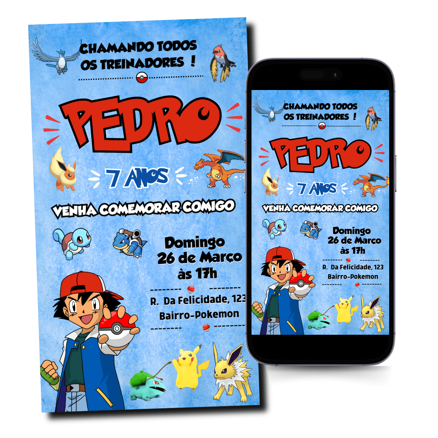 Convite Pokemon Animado Mod.198