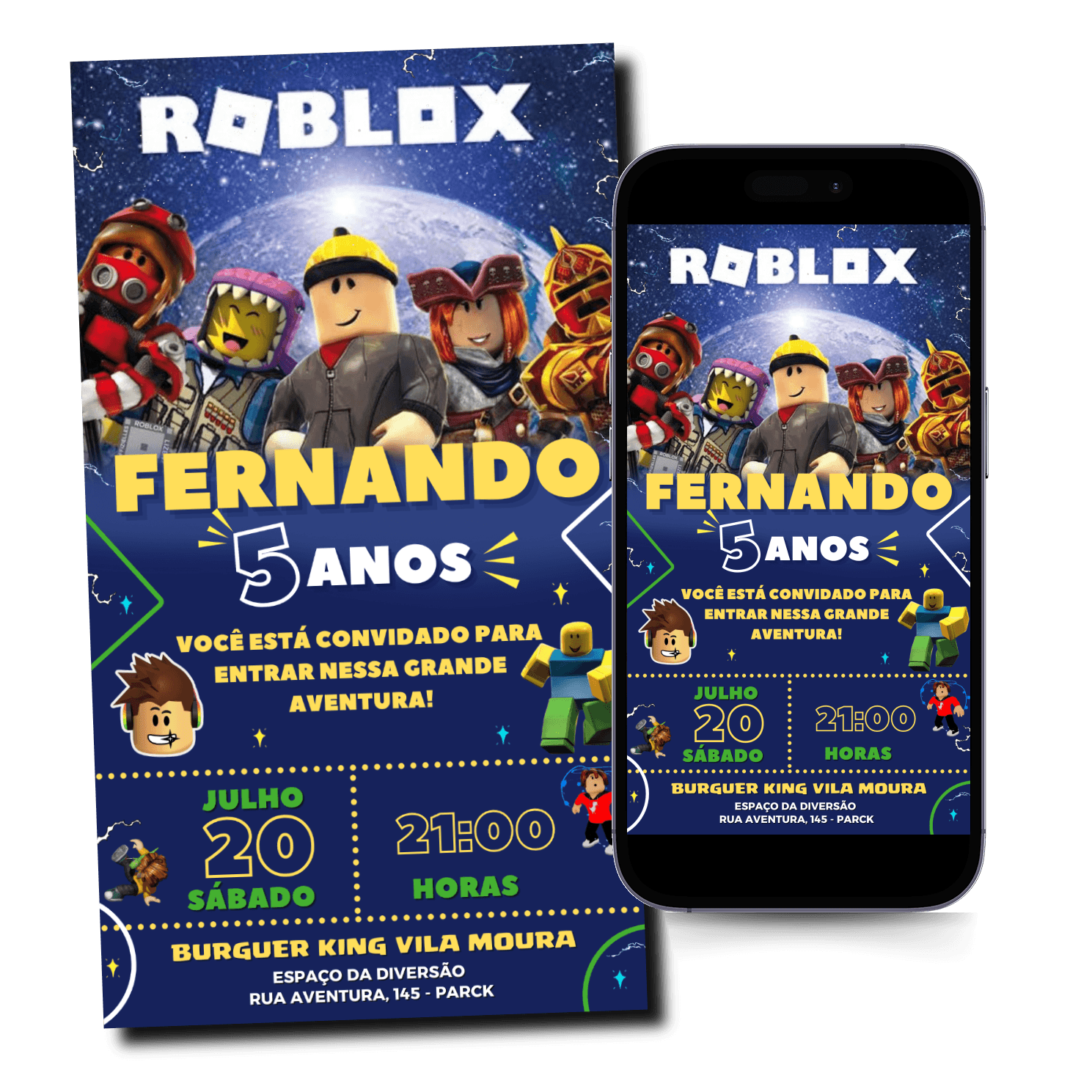 Convite Roblox Animado Mod.154