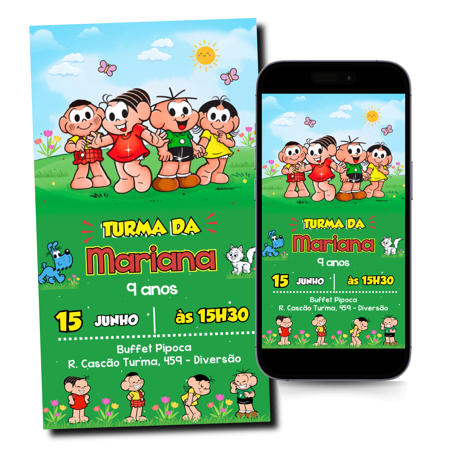 Convite Turma da Monica Animado Mod.382